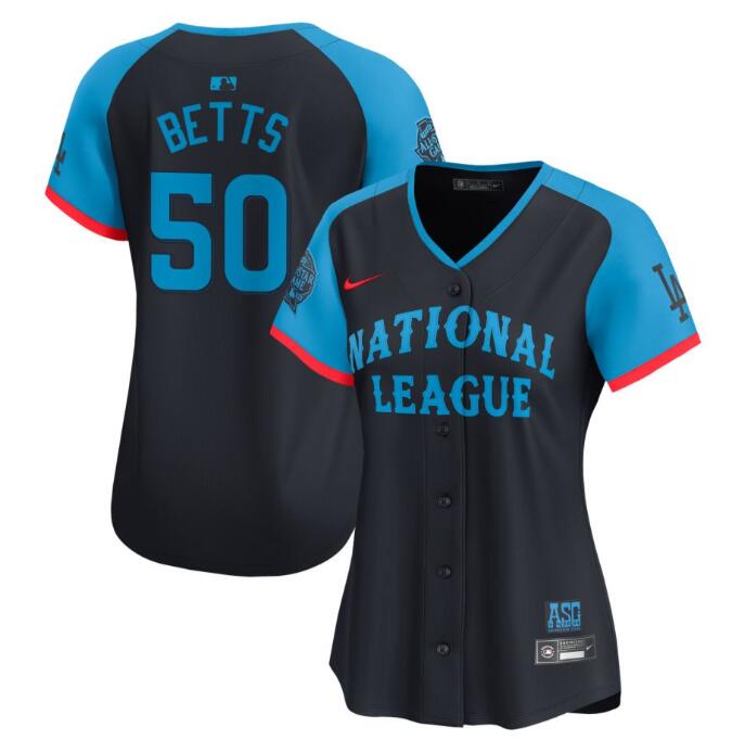 Women's National League #50 Mookie Betts Navy 2024 All-Star Limited Stitched Baseball Jersey(Run Small)